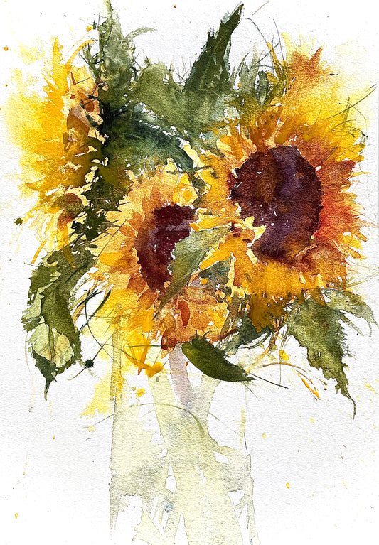 Sunflowers original watercolour painting