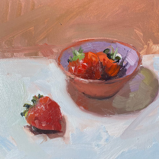 Strawberries original still life oil painting