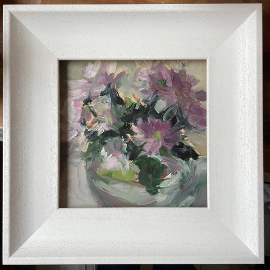 Cosmos and anemone original still life oil painting