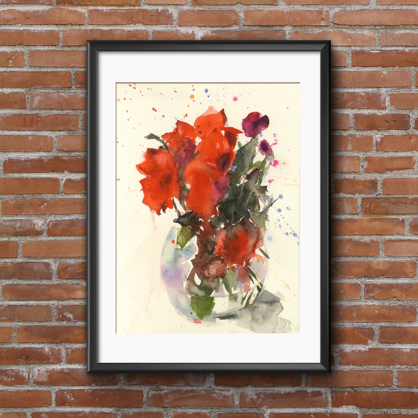 Original watercolour painting of fading roses