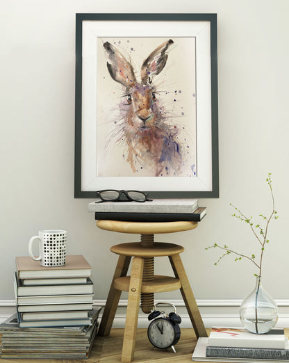 Original watercolour painting hare portrait "Beatrice"