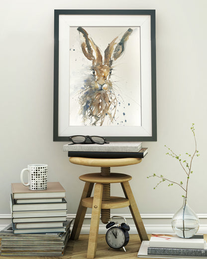 Original watercolour painting hare portrait "Bart"