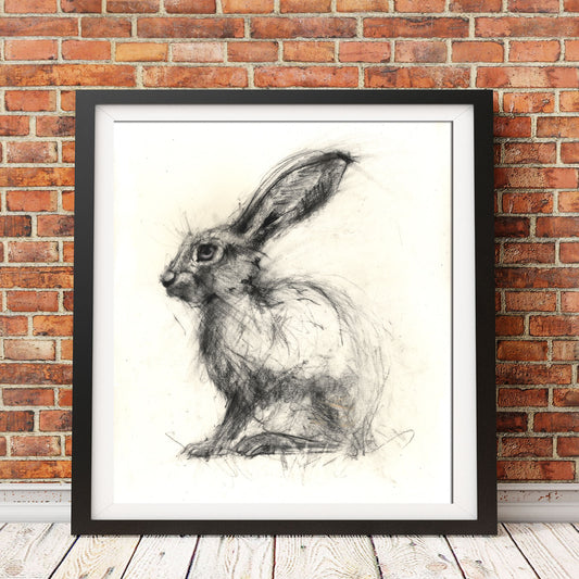 Original hare charcoal drawing "Harriet"