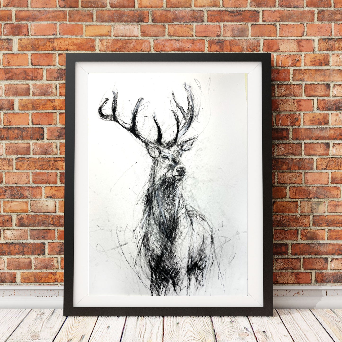 Original stag charcoal drawing "Lennie"