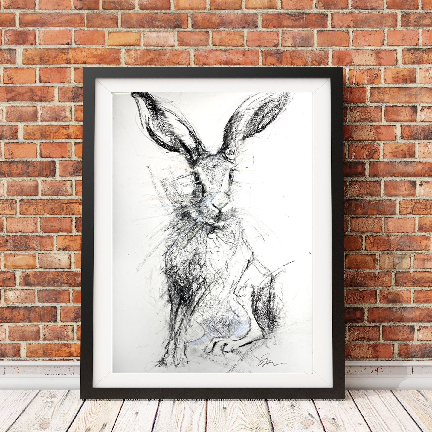 Original hare charcoal drawing "Monty"