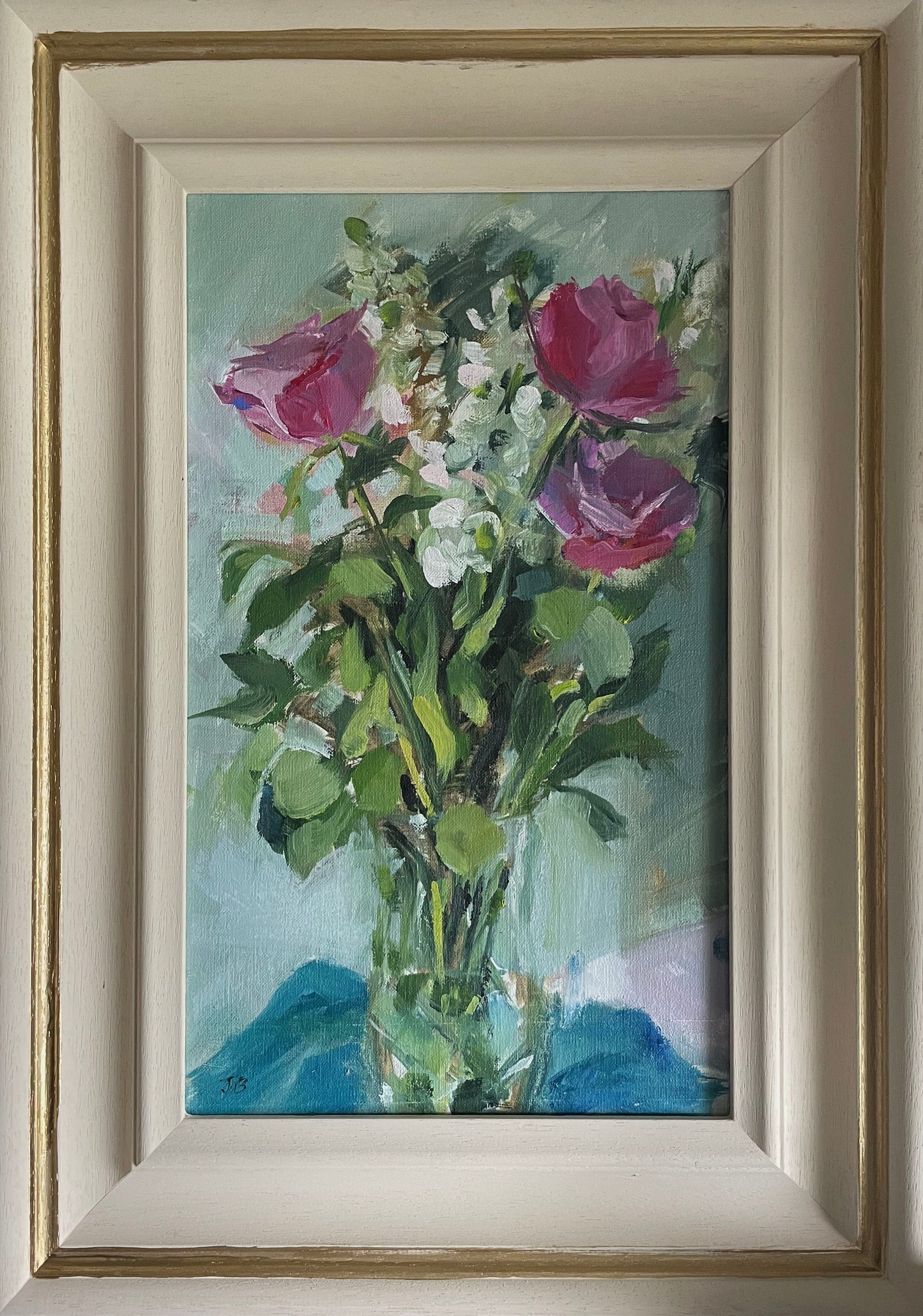 Stocks and roses original oil painting