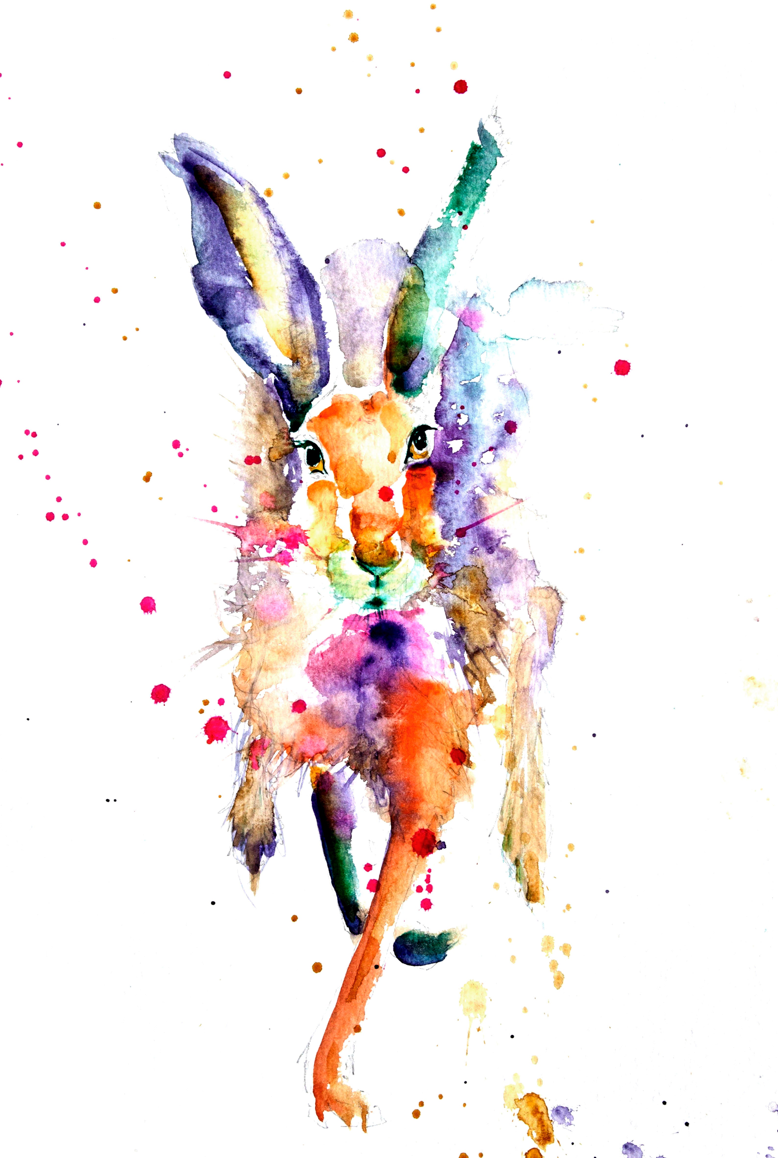 limited edition PRINT of my original running HARE watercolour – Jen ...